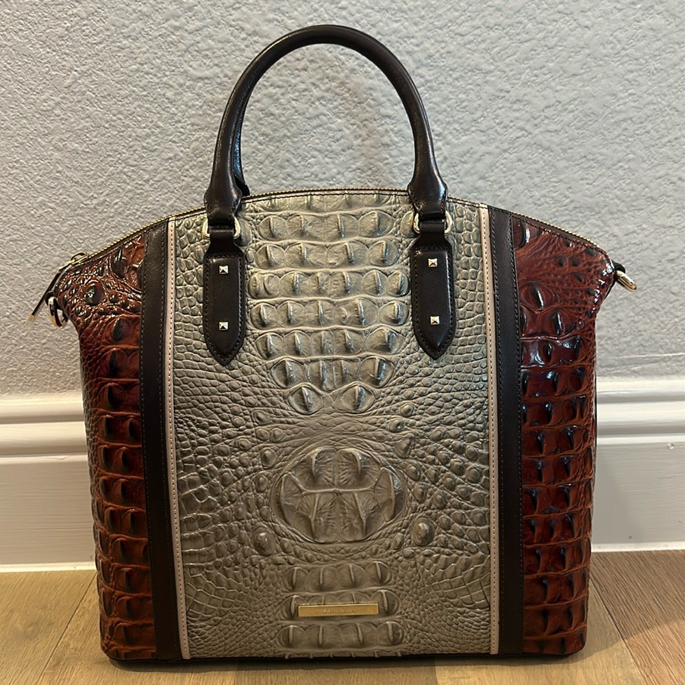 Brahmin Large Duxbury Hemlock Westwood Croc Embossed Leather Convertible Satchel